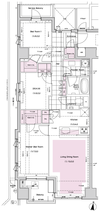 Floor: 2LDK + DEN (N) + 2WiC + SiC, the area occupied: 79.54 sq m, Price: 92,400,000 yen, now on sale