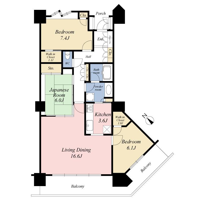 Floor plan. 3LDK, Price 56,800,000 yen, Occupied area 89.18 sq m , Balcony area 19.17 sq m
