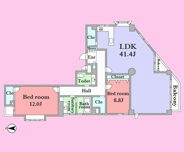 Floor plan. 2LDK, Price 89 million yen, Footprint 135.89 sq m