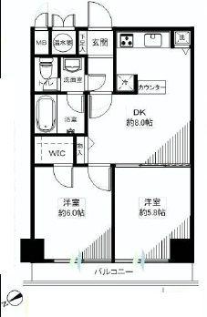 Floor plan. 2DK, Price 24,800,000 yen, Occupied area 43.31 sq m