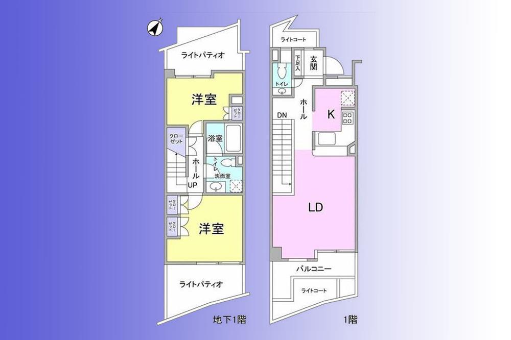 Floor plan. 2LDK, Price 72 million yen, Floor plan of the occupied area 72.25 sq m maisonette. You can secure a private space.