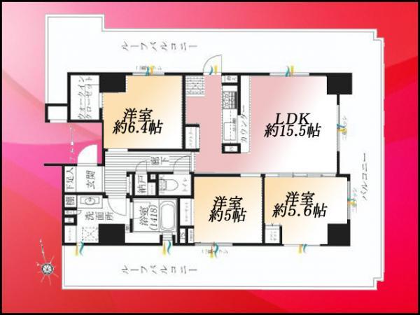 Floor plan. 3LDK, Price 62,800,000 yen, Footprint 76.3 sq m