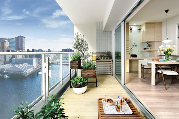 balcony ・ terrace ・ Private garden.  [Balcony]  ※ The view, Those obtained by combining the local height of about 35m (11 floors or equivalent) captured view Photos (December 2012 shooting), In fact a slightly different. (Model Room 70Da type)