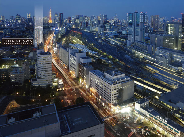 Surrounding environment. Mega Terminal "Shinagawa" Station 6-minute walk. "Takanawa opening" First Tower Residence. ( ※ In the "Takanawa opening" first ... the past 10 years, In JR Shinagawa Station "Takanawa opening" the nearest within a 10-minute walk of the property, 20 floor and above of the tower-type property is "first.". MRC examined. Exterior - Rendering Those in the surrounding environment photos taken in March 2013 from the position a distance of about 600m from the local was synthesized Rendering, In fact a slightly different. )
