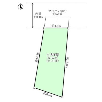 Compartment figure. Front road after the subject real estate setback will be the width 4m. 