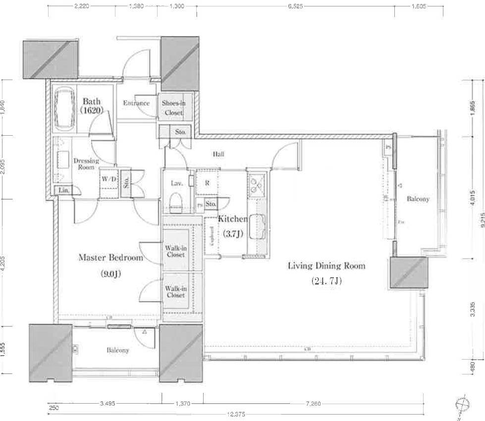 Floor plan. 1LDK, Price 139 million yen, Occupied area 90.07 sq m , Balcony area 13.49 sq m floor plan is allowed to change to 2LDK