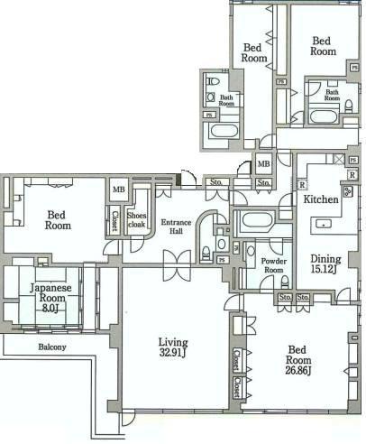 Floor plan. 5LDK, Price 220 million yen, The area occupied 332.4 sq m