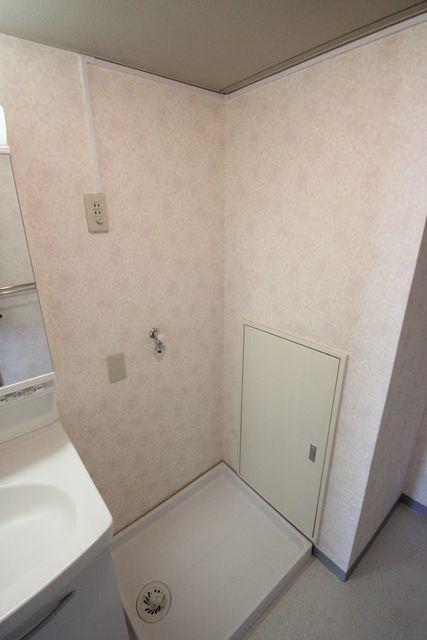 Wash basin, toilet. Washing machine Storage