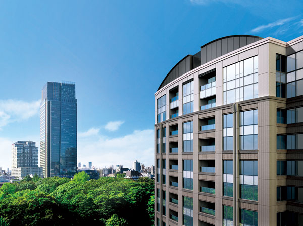 Buildings and facilities. On a hill nestling in two of the city center called Roppongi Tokyo Akasaka. here, There is a forest city hid. ". Absolute" - in this place, The house with the aim of value unchanged. In the era of the flow and the city of dynamism, Create a dwelling to keep shine. (Exterior CG)