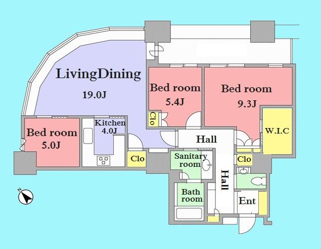 Floor plan. 3LDK, Price 96,800,000 yen, Occupied area 97.46 sq m , Balcony area 8.76 sq m