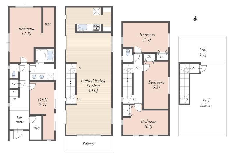 Building plan example (floor plan). Building plan example Building price 30,800,000 yen Building area 156.86 sq m