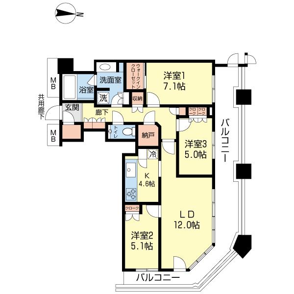 Floor plan. 3LDK+S, Price 67,500,000 yen, Footprint 83.6 sq m , Balcony area 28.08 sq m Floor