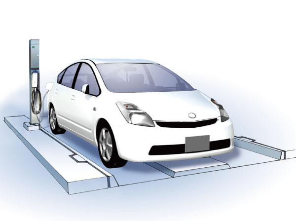 Features of the building.  [Install a power for electric vehicles] It can respond to the electric car in anticipation of future, It offers a next-generation motorization corresponding type parking space. ( ※ Become a part of the partition you) (parking space Rendering)