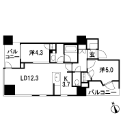 Floor: 2LDK, occupied area: 57.73 sq m, Price: 54,900,000 yen, now on sale