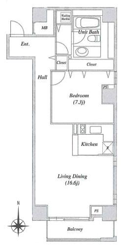 Floor plan. 1LDK, Price 49,400,000 yen, Occupied area 62.78 sq m , Balcony area 4.95 sq m