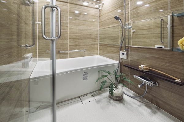 The wall of the bathroom L panel ・ Floor mosaic pattern floor