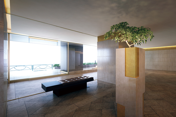 Shared facilities.  [Lounge Rendering] Ceiling indirect light of champagne gold, Precious lounge full of calm surrounding the marble of the wall in soft light. While moist and penetration in calm air, Full of grace that gives off a quiet shine space. It resonates with the sensibility of the people who visit, For us cod a sense of relief that leads to the private residence. .