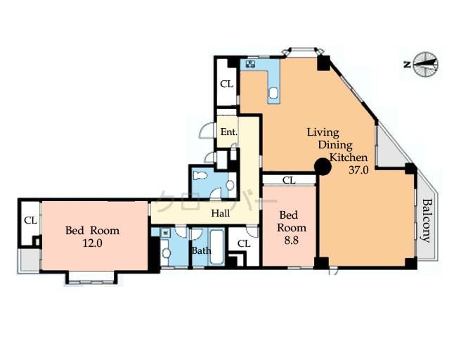 Floor plan. 2LDK, Price 89 million yen, Footprint 135.89 sq m