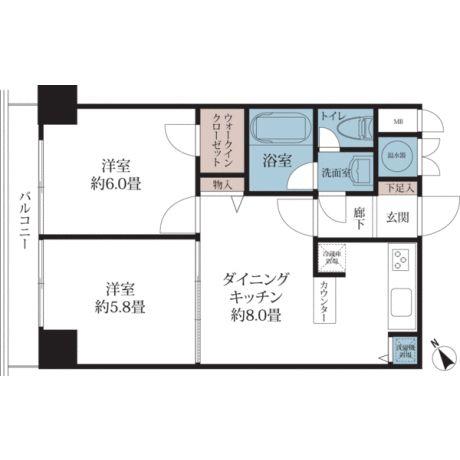 Floor plan. 2DK, Price 24,800,000 yen, Occupied area 43.31 sq m Floor