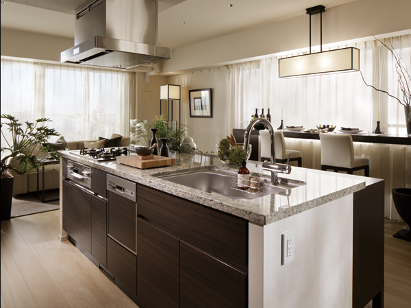 Kitchen.  [kitchen] Ya counter tops upscale natural granite, disposer, Dish washing and drying machine, Glass top stove, etc., Kitchen with state-of-the-art equipment. Among the room there is space, Full of beauty and functionality which has been subjected to a meticulous devised to enhance the housework efficiency nestled is, It created a richness to the day-to-day life.