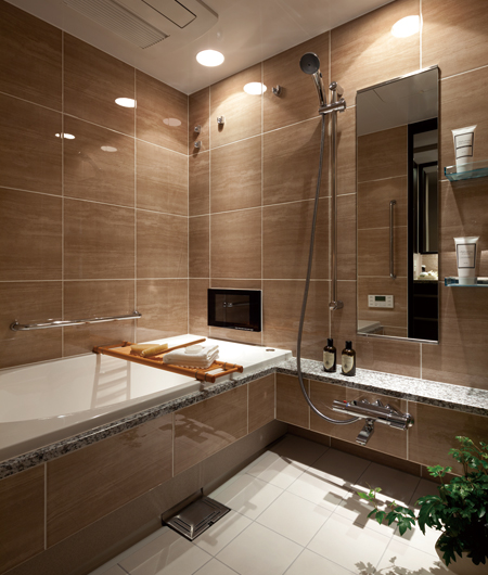 Bathing-wash room.  [Bathroom] It employs a low-floor type tub with reduced height of the straddle, Safe for senior and children. Kireidoa Ya, The adoption of push one-way drainage plug, It is also easy to clean the bathroom.  ※ Some plan (1LDK type) is another specification.