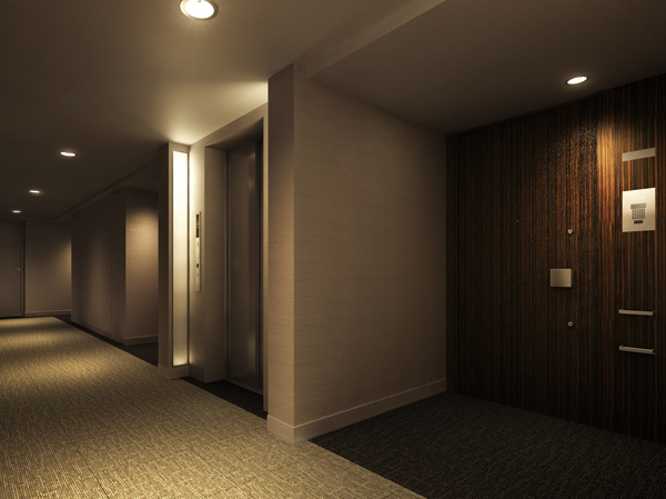 Shared facilities.  [The inner corridor Rendering] Friendly to live people's privacy, Adopt an inner corridor hotel like. Difficult suspicious person of intrusion, You can protect safe privacy and living, further, Since there is no influence of wind and rain, Not only be maintained aesthetics forever, Serene sense of charm that external noise is also hardly hear.