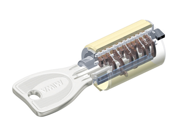 Security.  [Dimple cylinder key] Adopt a difficult dimple cylinder key replication. Reversible type, Locking and unlocking is smooth. (Conceptual diagram)