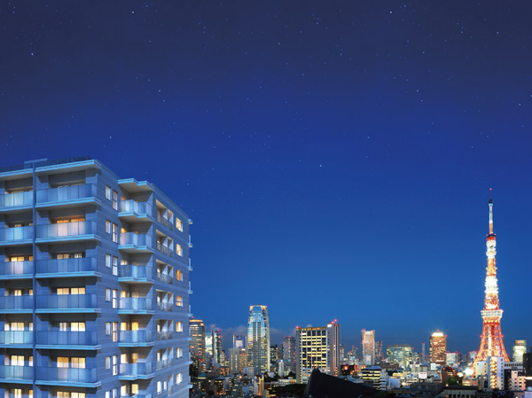 Buildings and facilities. In fact a somewhat different in a composite of Exterior CG from the local 17th floor equivalent of height in shooting (August 2012) the view photo.  ※ View ・ Landscape is different by each dwelling unit of each floor, There is no intended to be guaranteed in the future due to changes in the surrounding environment future.