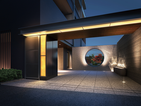 Buildings and facilities. Aiming to tranquil hospitality space calm time to flow, In natural posture without having to play the eccentric artist, Comfortable that there is a true wealth ・ High-quality living space. We have to harmonize the hospitality space in the strong personality of valuable land unique.  ※ Entrance Rendering