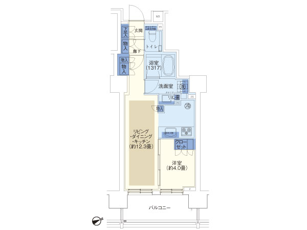 E type ・ 1LDK footprint / 40.61 sq m balcony area / 8.10 sq m