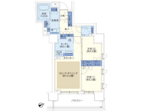 F type ・ 2LDK footprint / 56.27 sq m balcony area / 10.53 sq m