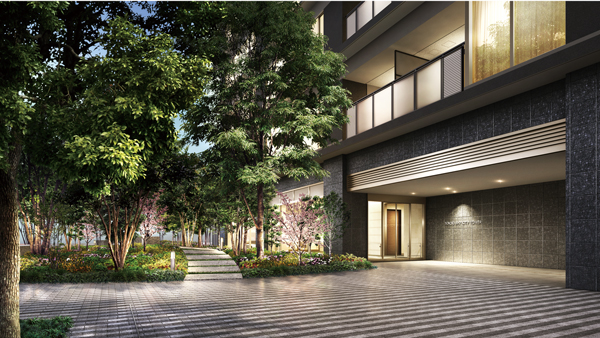 Shared facilities.  [entrance] Space "entrance" of the elegant Yingbin decorated with natural stone (Rendering)