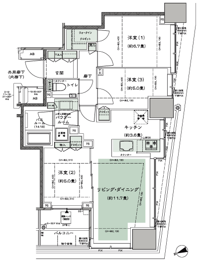 Floor: 3LD ・ K + WIC (walk-in closet), the occupied area: 69.01 sq m, Price: TBD