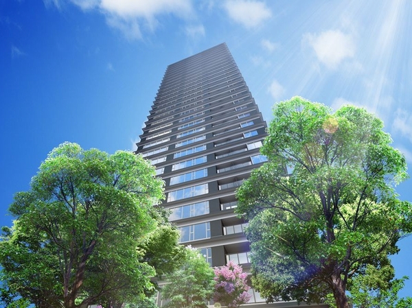 Exterior - Rendering  ※ Rendering of the web is one that caused draw based on the drawings of the planning stage, In fact a slightly different. Also, Details of shape and, It has been omitted for the equipment, etc.. Trees such as the on-site is what drew the image of the location after you've grown. Also, Shades of leaves and flowers, Tree form, etc. is slightly different and are from the actual image. It should be noted, Since the planting 栽計 images are subject to change, Please note.