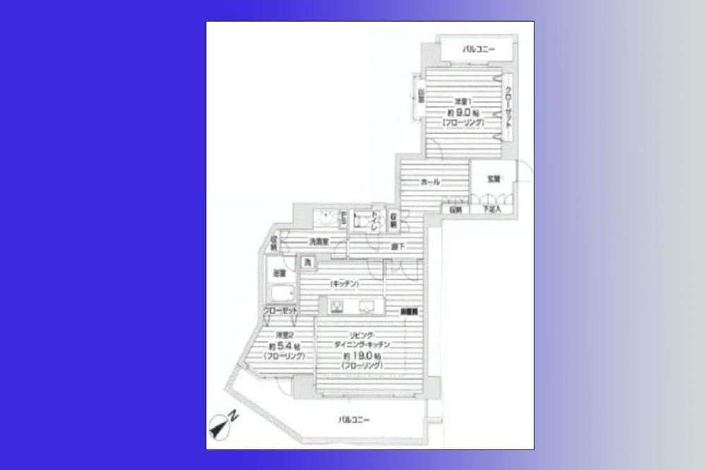 Floor plan. 2LDK, Price 85,800,000 yen, Occupied area 91.41 sq m , Green visible from the balcony area 19.84 sq m living will heal the heart.