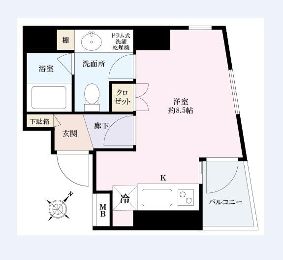 Floor plan. Price 24 million yen, Occupied area 25.48 sq m , Balcony area 2.7 sq m