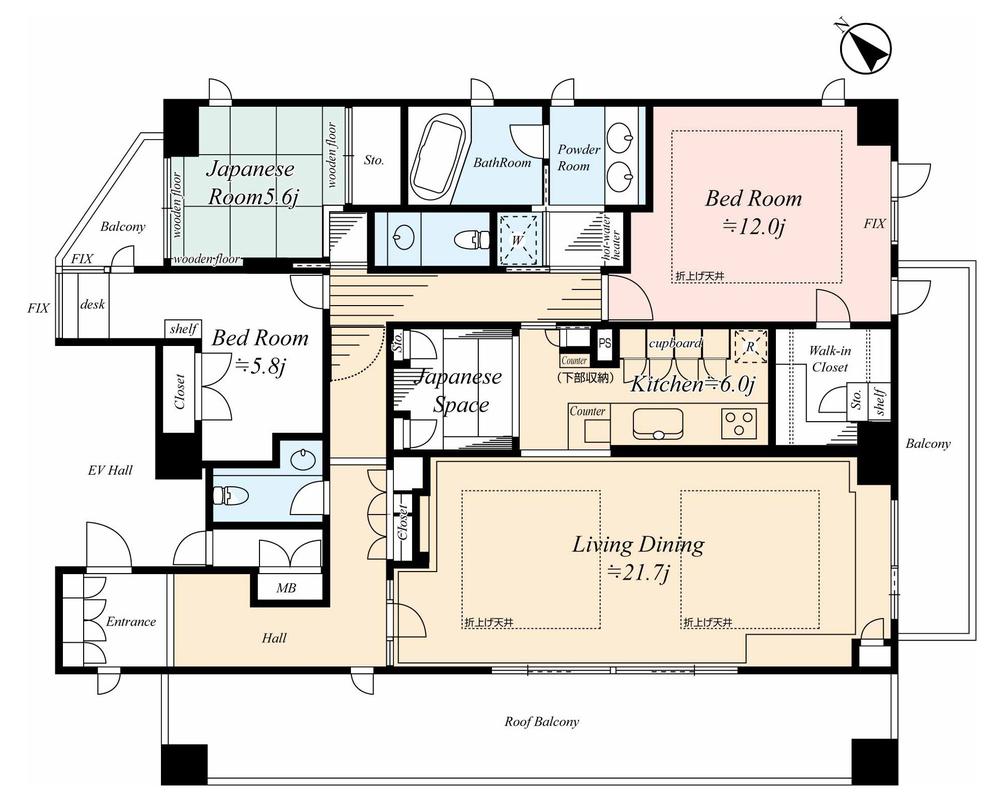 Floor plan. 2LDK + S (storeroom), Price 138 million yen, Footprint 148.34 sq m , Balcony area 13.74 sq m
