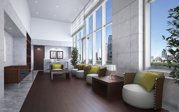 Shared facilities.  [Sky Lounge] (Rendering) ※ In fact a somewhat different in those CG synthesized view pictures taken (October 2012) from the height of the ground about 75m of local. Also, View of the web is not intended to be guaranteed in the future.
