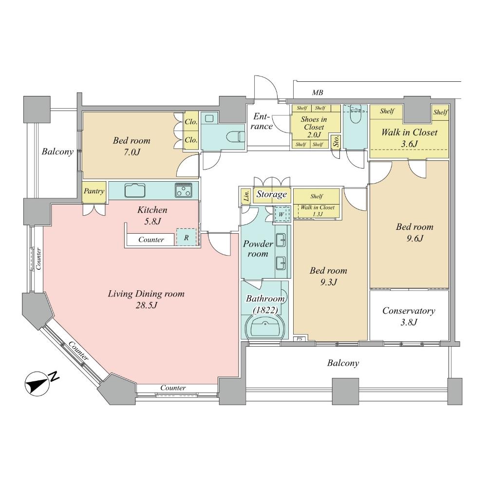 Floor plan. 3LDK + S (storeroom), Price 178 million yen, Footprint 150.58 sq m , Balcony area 18.26 sq m