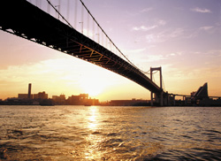 Surrounding environment. Rainbow Bridge (about 3200m) under eyes the Rainbow Bridge from <Bay Crest Tower>, You can see the magnificent panorama overlooking the Odaiba.