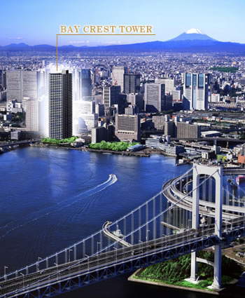 Buildings and facilities. While location that it can be said that the city center, Hope the Tokyo Bay to under eyes, Birth in the bay area overlooking the Rainbow Bridge. (In which the appearance Rendering subjected to a synthesized CG processing in shooting sky of February 2003 shooting, In fact a slightly different)