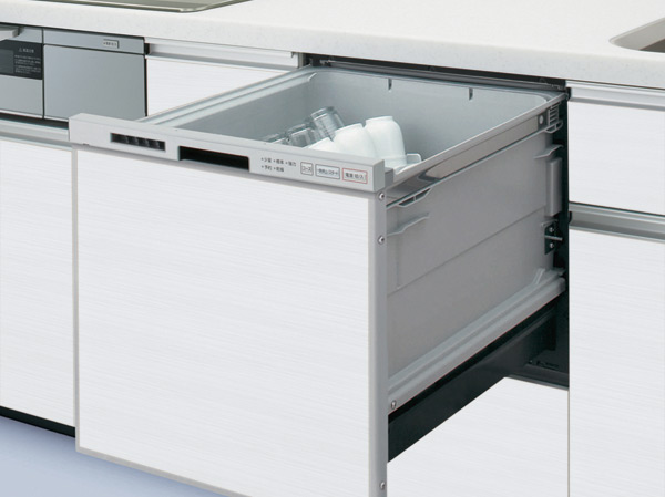 Kitchen.  [Built-in dishwasher] Easily enter a variety of sizes of tableware, Wash away one by one firm dirt with a strong stream of water. (H type such as some type)