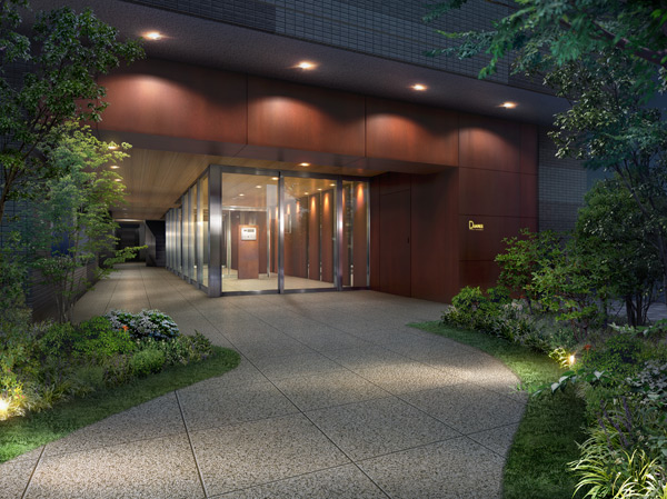 Buildings and facilities. The first floor is using the highly transparent glass partition the dynamic lines intersect. Was conscious visual integration of the space while ensuring the legal compartment.  ※ Entrance Rendering