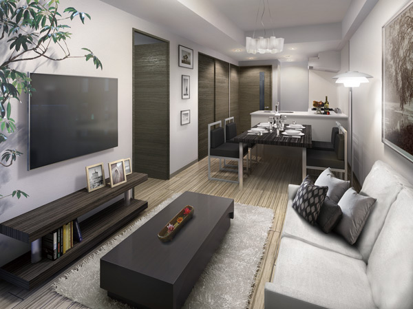 Room and equipment. Cozy living space. It produces a relaxation of adult.  ※ J-type living room Rendering