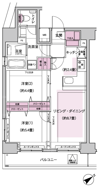 Floor: 2LDK, occupied area: 51.31 sq m, Price: 58,100,000 yen ~ 62,500,000 yen, now on sale