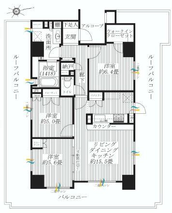 Floor plan. 3LDK, Price 62,800,000 yen, Footprint 76.3 sq m , Balcony area 15.79 sq m