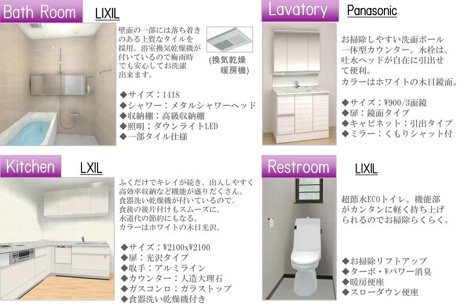 Other Equipment. bus ・ kitchen ・ Bathroom vanity ・ It is the specification of the toilet.
