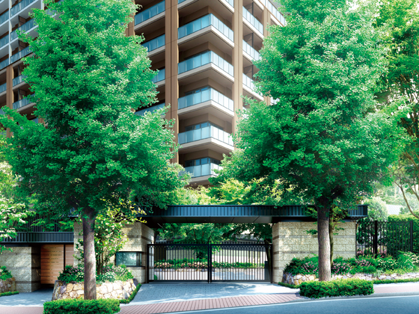 Shared facilities.  [Platinum gate ・ Kerr gate] Certainly it wraps you in the primary security greening to site the outer circumference of about 43 percent of the site while piecing the sophistication of Platinum Street. The guard greeted the entrance, There is a forest of residents dedicated to the back. (Rendering)