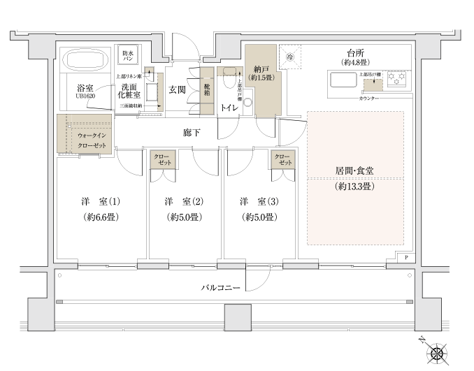 Building structure.  [G type ・ 3LDK + N + WIC] Footprint: 82.09 sq m  Balcony area: 21.46 sq m