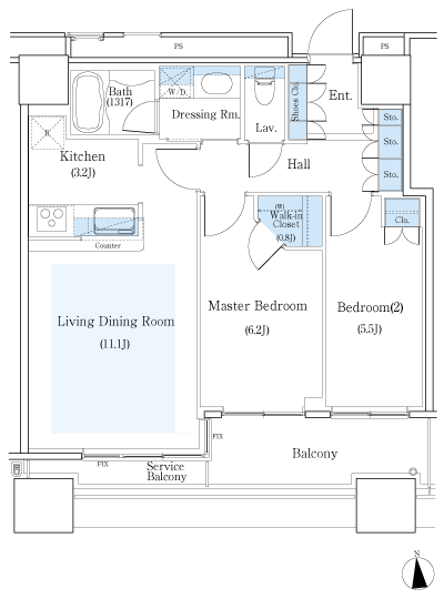 Floor: 2LDK + WIC, the occupied area: 61.12 sq m, Price: 61,980,000 yen, now on sale